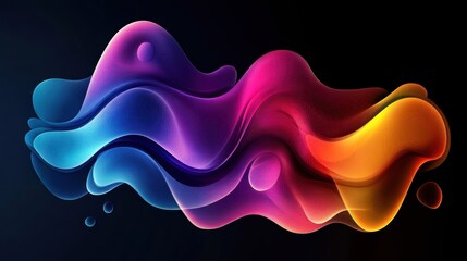 Wall Mural - Colorful abstract waves with vibrant gradients on a dark background.
