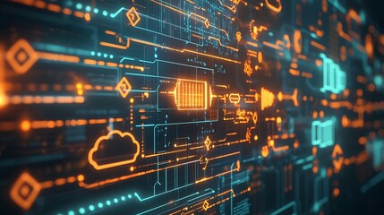 Poster - futuristic digital interface showcasing smart grid network and renewable energy flow