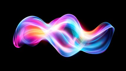 Wall Mural - Colorful abstract wave design on a black background.