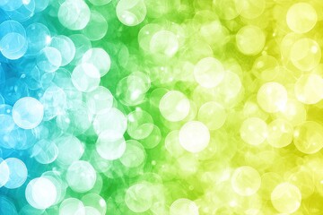 Poster - colorful bokeh background with shades of blue, green, and yellow.