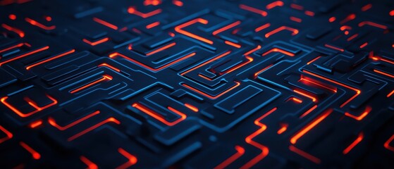 Poster - Abstract circuit design with glowing lines and a dark background creating a modern look.