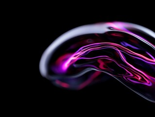 Wall Mural - A close up of a purple and pink liquid on a black background