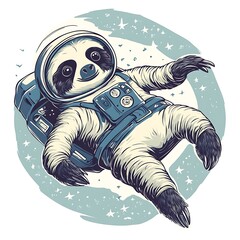 Poster - A cute sloth wearing an astronaut suit floating in space.