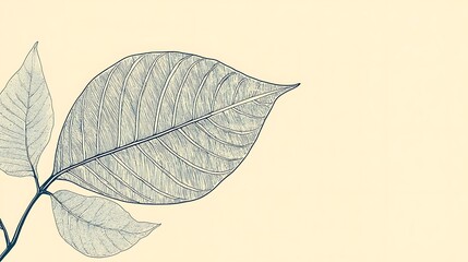 Poster - A single leaf with veins, in a sketch-like style, on a light yellow background.