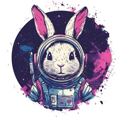 Poster - An astronaut rabbit in space.