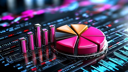 Poster - Vibrant data visualization featuring a colorful pie chart and bar graph, showcasing statistical insights in an engaging layout.