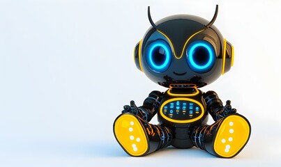 Poster - Colorful 3D robot design, dynamic features, playful expression, futuristic elements, engaging visual appeal, imaginative entertainment concept
