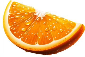 Poster - A single, simple orange slice on a plain background, with soft, clean lines and bright orange color