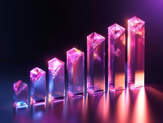 Poster - glowing crystal bar graph representing futuristic data visualization