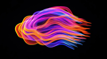Poster - A mesmerizing display of colorful light trails flowing gracefully against a dark background, creating an illusion of movement and energy that captivates the viewer's imagination.