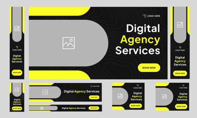 Wall Mural - trendy digital agency web set banner design for social media post, digital marketing web bundle banner design, fully customizable vector eps 10 file format