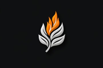 Poster - A clean and simple icon of a small flame within a square fireplace, capturing elegance in minimal form