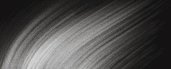 Abstract black grainy background, dark gray white noise texture gradient shape monochrome banner header cover wallpaper design