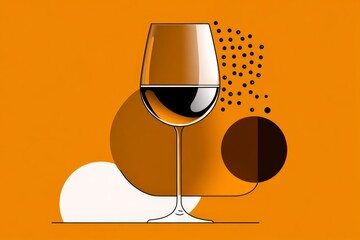 Poster - A minimalist line drawing of a champagne glass with simple bubbles rising, symbolizing celebration