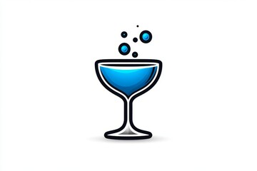 Poster - A minimalist line drawing of a champagne glass with simple bubbles rising, symbolizing celebration