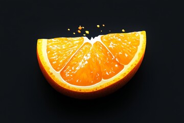 Poster - A pixel art orange with vibrant pixels forming a slice, styled like a retro video game