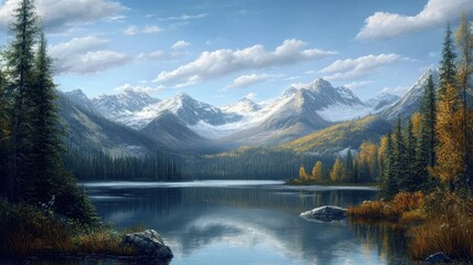 Naklejka na meble Serene Mountain Lake Landscape