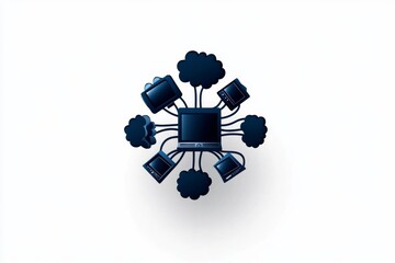 Aufkleber - Minimalist icon of multiple devices connected by lines, representing a home network setup