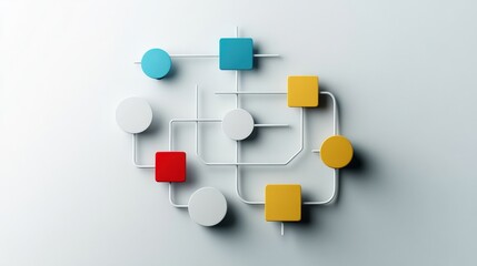 Poster - Abstract geometric composition featuring colorful shapes and white lines creating a modern visual representation of connections and networks