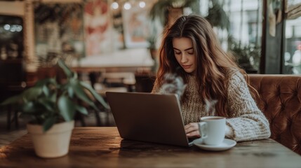 Sticker - The Woman with Laptop Coffee