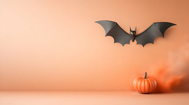 halloween text banner with bat and paint splash