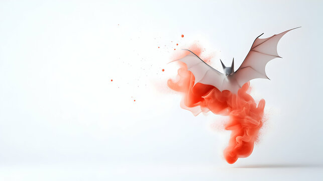 halloween text banner with bat and paint splash