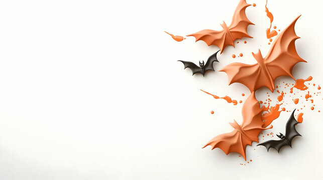 halloween text banner with bat and paint splash