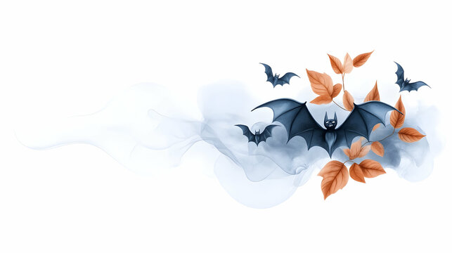 halloween text banner with bat and paint splash