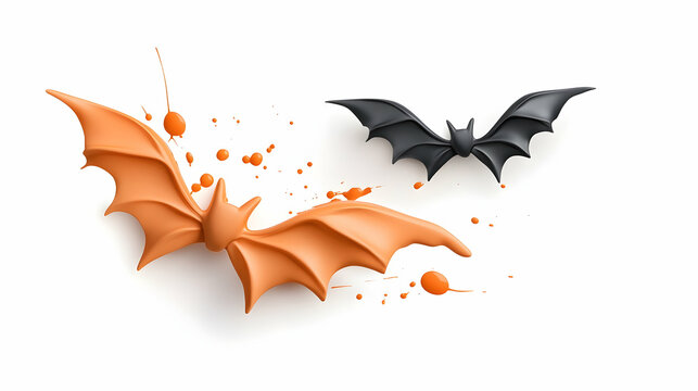 halloween text banner with bat and paint splash
