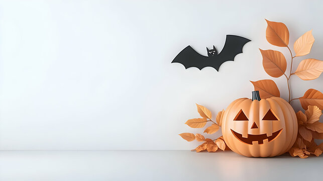 halloween text banner with bat and paint splash