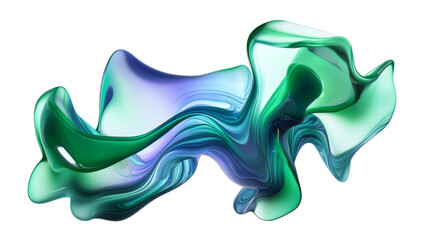 Poster - Colorful Gradient Wave Art in Green and Blue, Modern Abstract Design
