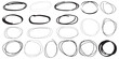 © SHIVA - Hand drawn ovals and circles set. Ovals of different widths. Highlight circle frames. Ellipses in doodle style. Set of vector illustration isolated on white