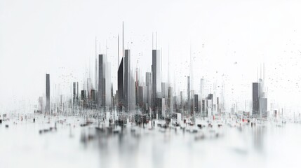 Poster - Futuristic Digital Cityscape with 5G Network Nodes for Smart City Connectivity