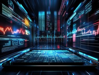 Poster - digital stock market on a tablet screen