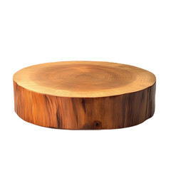 round wooden display pedestal stand with a smooth surface and natural wood grain texture, ideal for 