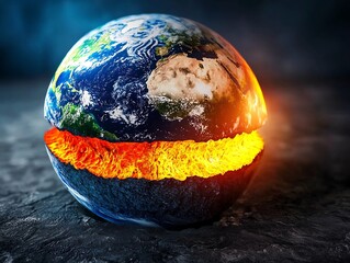 Wall Mural - glowing cross section of earth s internal structure reveals complexity beneath the surface