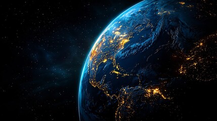 Poster - Glowing Earth Highlighting the Global Connectivity of the Modern World