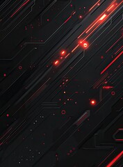 Poster - Red glowing line effect on a dark background, a red and black color scheme, a cyberpunk, a tech theme, futuristic, a wallpaper design for a mobile phone. 