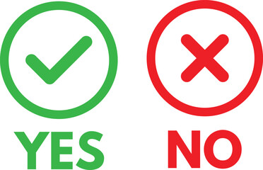 Poster - Yes or no check mark icons isolated on white background . Yes and no check marks with text . Agree and disagree icon . Vector illustration