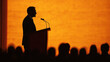 © Taras Vykhopen - Businessman silhouette delivering a motivational speech at an inspirational conference event