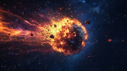 Poster - Explosive Cosmic Detonation Illuminates the Vacuum of Space with Fiery Debris and Energy