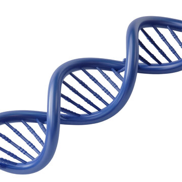 3D Blue DNA helix icon in a stylized form, symbolizing genetics, biotechnology, and molecular science with a modern, minimalist design. Isolated on transparent background, png. Generative Ai