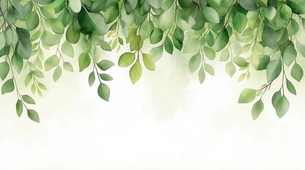Wall Mural - lush green background with white leaves and a white background. the leaves are vibrant and full, cre