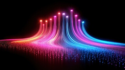 Aufkleber - Colorful, multi-colored line of lights that are arranged in a way that they look like they are shooting out from a point