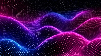 Aufkleber - Colorful, abstract image of a purple and blue wave. The image is full of dots and has a futuristic, otherworldly feel to it