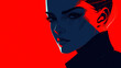 © Thiago - Mysterious character against bold red background. Mystique. Illustration