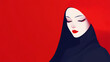 © Thiago - Mysterious character against bold red background. Mystique. Illustration