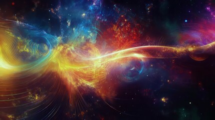 Vibrant Cosmic Energy Waves in Colorful Abstract Space