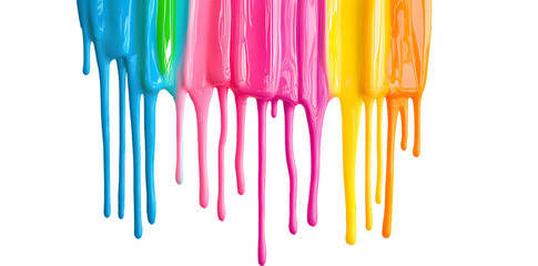 Wall Mural - colorful paint dripping isolated on transparent background