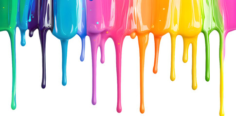 Wall Mural - colorful paint dripping isolated on transparent background